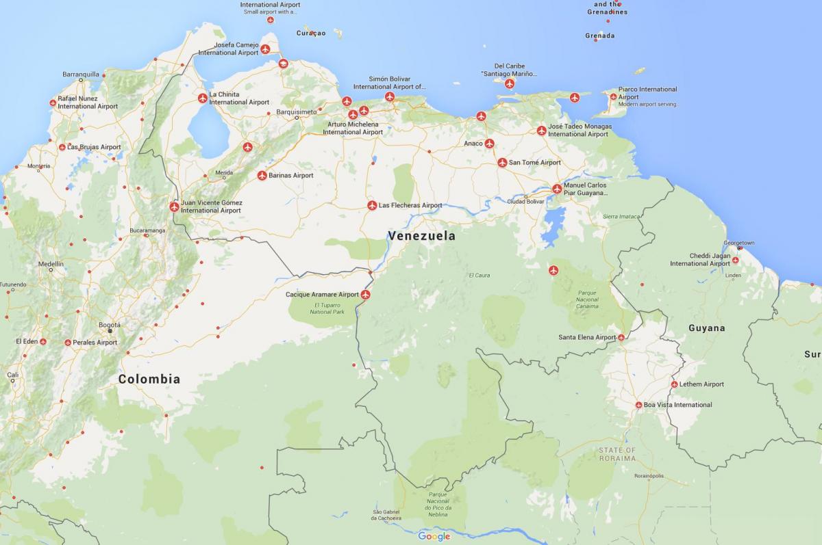 mapa Wenezueli lotnisk