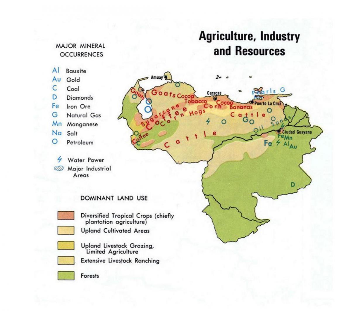 mapa Wenezuela zasoby naturalne