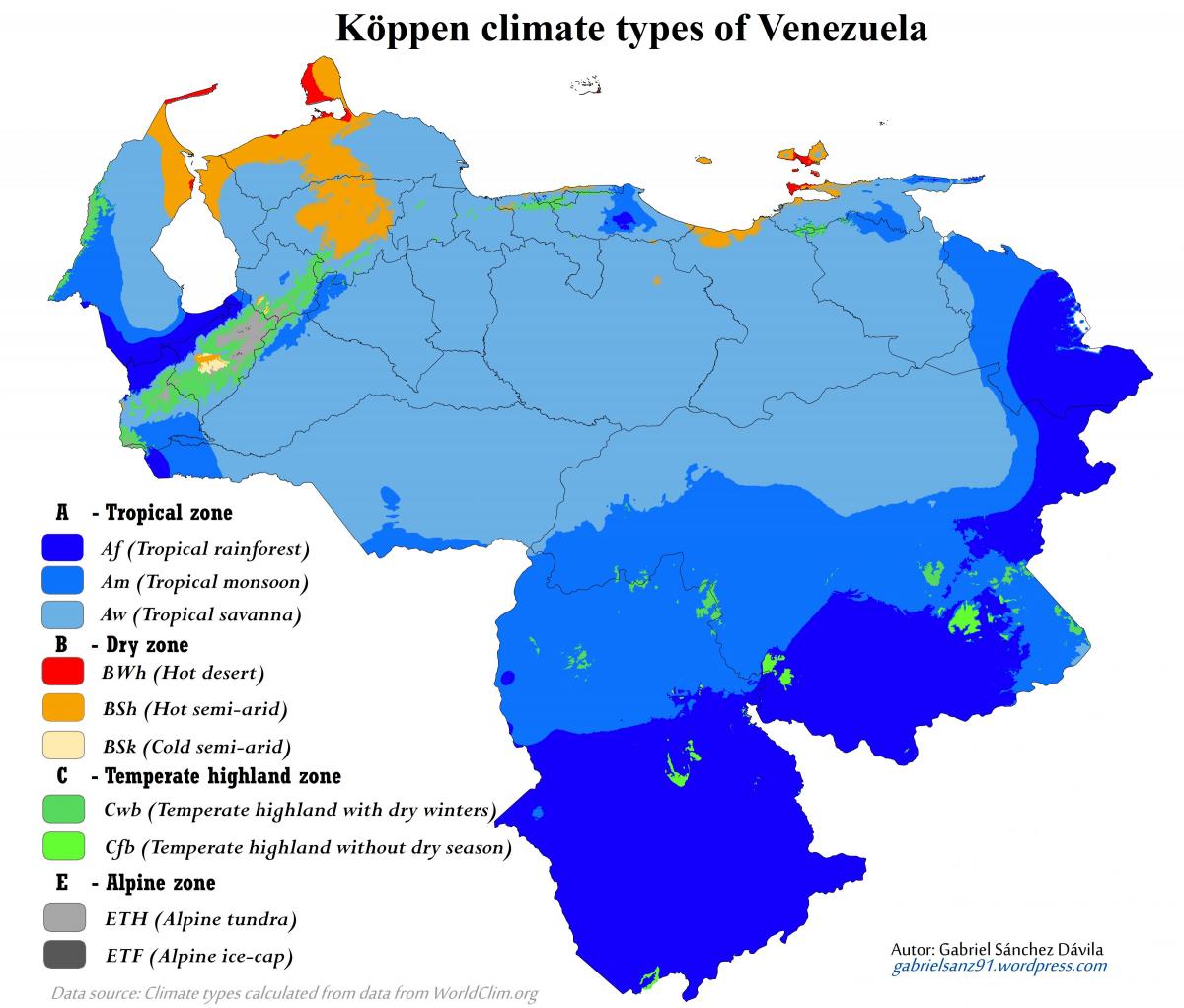 mapa Wenezuela klimat