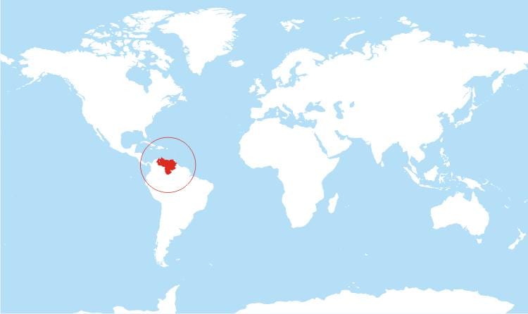 mapa Wenezueli miejscu na świecie