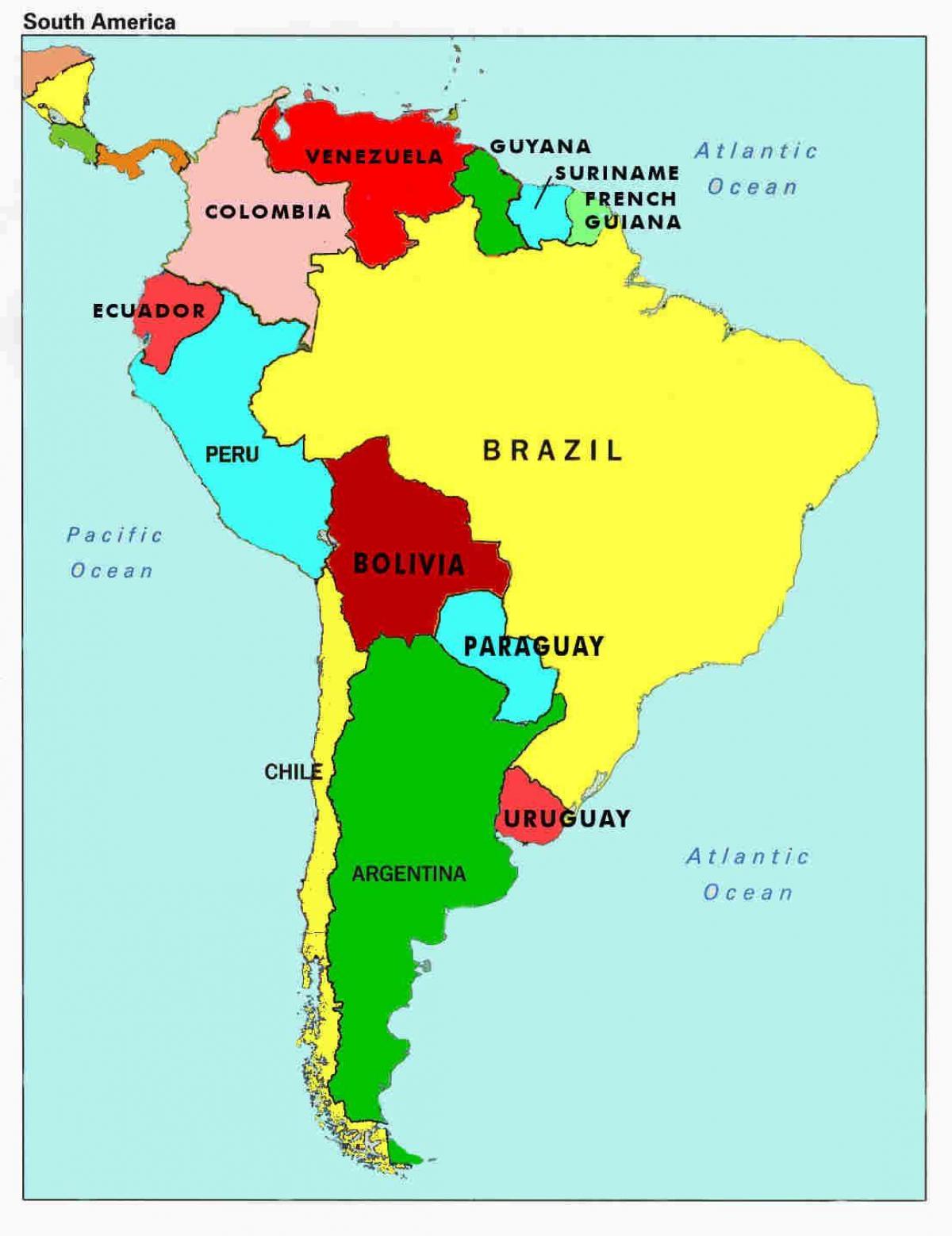 mapa Wenezueli i krajów sąsiednich
