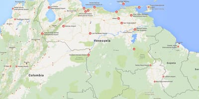 Mapa Wenezueli lotnisk