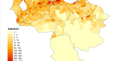 Wenezuela mapę gęstości zaludnienia 